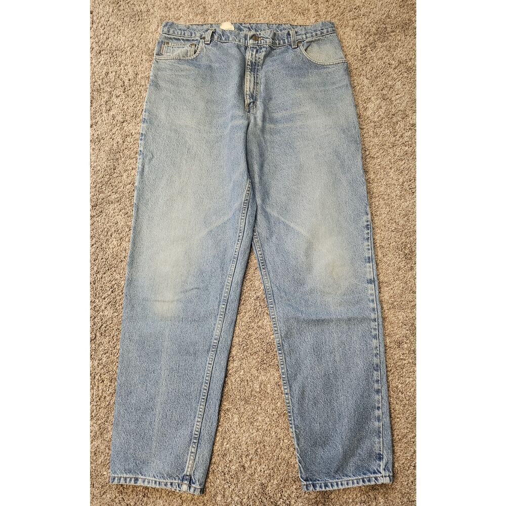 Carhartt B113DST Relaxed Fit Tapered Leg Medium Wash Blue 100 Cotton Denim 40x34